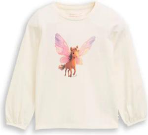 TOM TAILOR Mädchen Langarmshirt mit Puffärmeln, weiß, Uni, Gr. 92/98