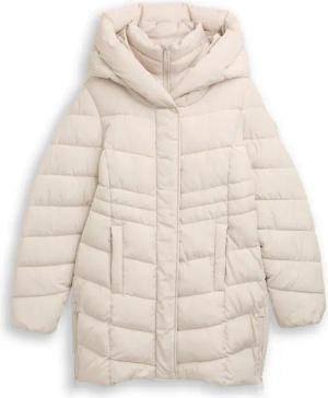 TOM TAILOR Damen Puffer-Mantel im 2-in-1-Look, weiß, Uni, Gr. XL