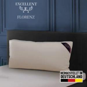 Excellent 3-Kammer-Kopfkissen "Florenz, Kopfkissen mit 10 cm hohen Außensteg", Füllung: 100% Gänsedaunen (Außenkammern); 100% Gänsefedern (Innenkern), Bezug: 100% Baumwolle, (1 St.), hergestellt in Deutschland, allergikerfreundlich