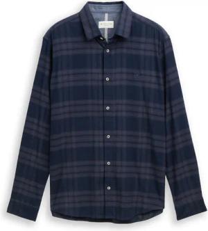 TOM TAILOR Herren Regular Fit Hemd mit Logo-Stickerei, blau, Kariert, Gr. XXL