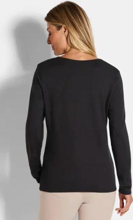 Langarmshirt mit silbernem Frontprint - schwarz - Gr. 38 von Goldner Fashion