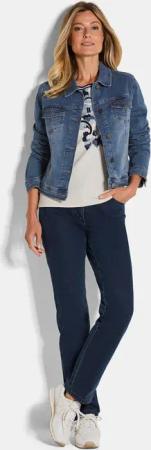 Jeansjacke mit Ziersteinchen - blau - Gr. 38 von Goldner Fashion