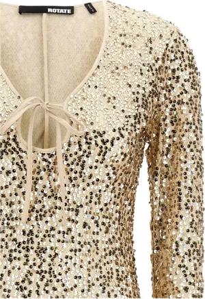 Rotate - Net Sequins Midi' Dress - Größe 32 - goldfarben