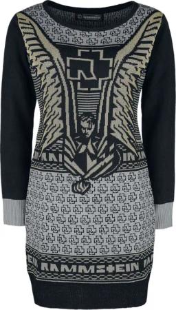 Rammstein Kleid knielang - Christmas Dress Gold - S bis 3XL - für Damen - Größe L - schwarz/goldfarben - Lizenziertes Merchandise!