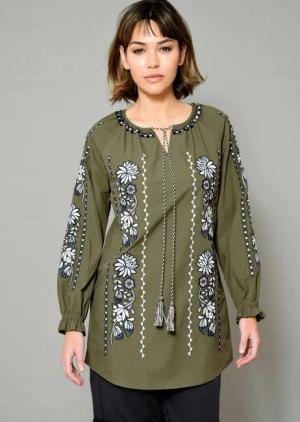 Alba Moda Tunika Tunika mit Blumenstickerei