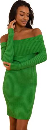 Charis Moda Strickkleid Carmenstyle Langarm Feinripp