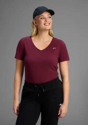 H.I.S T-Shirt, Kurzarm, figurfreundlicher Schnitt, unifarben, V-Ausschnitt