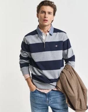 Gant Langarm-Poloshirt "REG CHAMBRAY STRIPE HEAVY RUGGER"