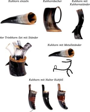 Brillibrum Bierkrug Trinkhorn Becher echtes Kuhhorn