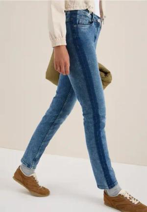Cecil Damen Jeans mit Galonstreifen in Blau, Gr: 33