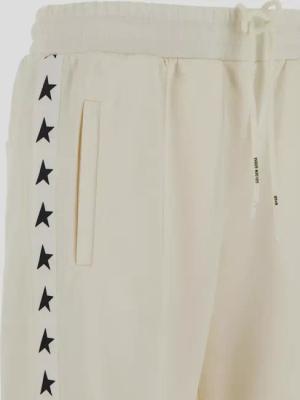 Golden Goose - White Joggers With Star Motifs And Wide-Leg Silhou - Größe M - beige