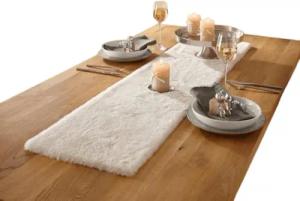 Home-trends24.de Tischläufer Fell Kunstfell Tischdecke Weihnachtsdeko