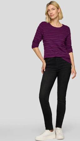 Jersey-Shirt mit Wellenmuster - beere - Gr. 46 von Goldner Fashion
