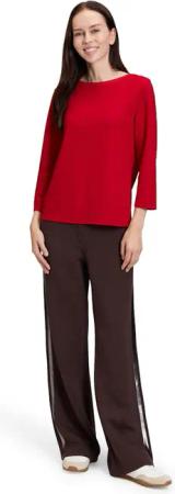 Strukturiertes Shirt mit Glanzblende - rot - Gr. 42 von Goldner Fashion