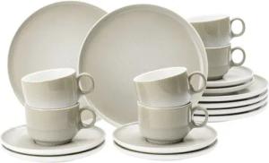 Seltmann Weiden Kaffeeservice "Sento Home, Geschirr-Set, 18-teilig", (Set, 18 tlg., 6x Kaffeeobertasse, 6x Kaffeuntertasse, 6x Frühstücksteller), harmonisch geschwungene Form