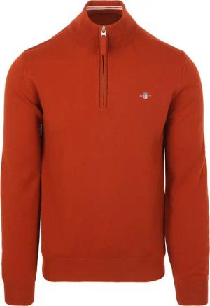 Gant Halfzip-Wollpullover mit Logo Rust - Größe XL
