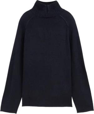 TOM TAILOR Damen Loose Fit Strickpullover mit Stehkragen, blau, Uni, Gr. M