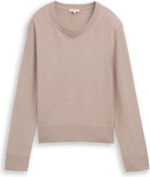 TOM TAILOR Damen Strickpullover mit Rundhalsausschnitt, braun, Meliert, Gr. L