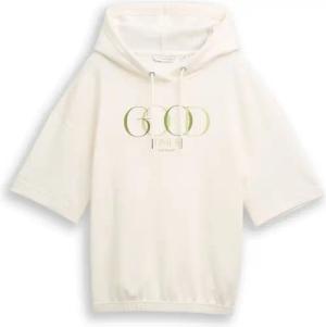 TOM TAILOR Damen Hoodie Sweatshirt aus Scuba, weiß, Uni, Gr. XS