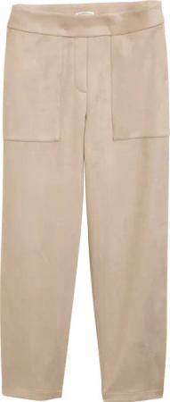 TOM TAILOR Damen Loose Fit Hose in Wildleder-Optik, grau, Uni, Gr. 46/28