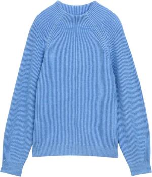 TOM TAILOR Damen Loose Fit Strickpullover mit Stehkragen, blau, Uni, Gr. M