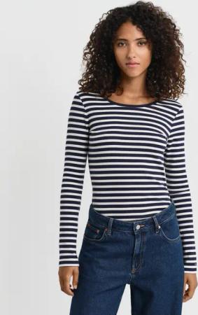 Gant Langarmshirt SLIM STRIPED 1X1 RIBBED