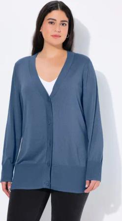 Ulla Popken Strickjacke Strickjacke V-Ausschnitt Knopfleiste