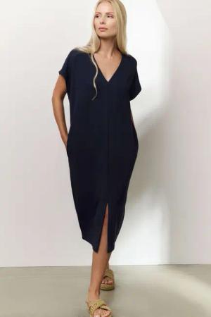 YAYA Strickkleid Jersey-Kleid dunkelblau