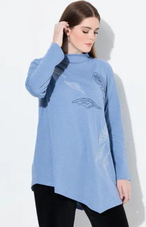Ulla Popken Longshirt Longshirt Stickerei Stehkragen