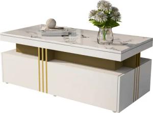 OKWISH Couchtisch Moderner rechteckiger, mit PVC-Musterplatte