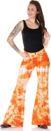 Comycom Schlaghose Damen Batik orange weiss