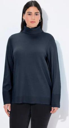 Ulla Popken Strickpullover Rollkragenpullover breite Rippbündchen