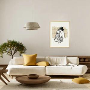 s.Oliver Bild mit Rahmen "Lazy Girl", Modern-Abstrakt-Person-Personen-Mode-Modebilder-Menschen-Kunst-Frau-Bilder von Frauen, (1 St.), HD Premium Posterdruck mit Echtholzrahmen
