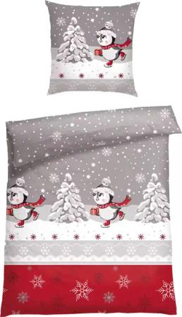 Bettwäsche 2-teilig grau - Feinbiber 135*200