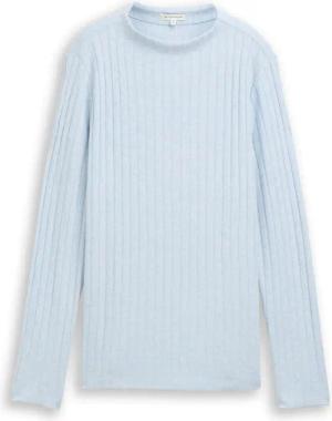 TOM TAILOR Damen Cosy Langarmshirt mit Stehkragen, blau, Meliert, Gr. XS