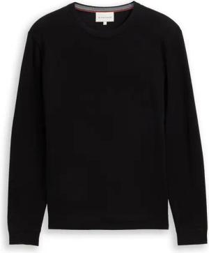 TOM TAILOR Herren Strickpullover mit Kaschmir-Anteil, schwarz, Uni, Gr. M