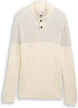 TOM TAILOR Herren Troyer Strickpullover mit Knopfleiste, grau, Meliert, Gr. L