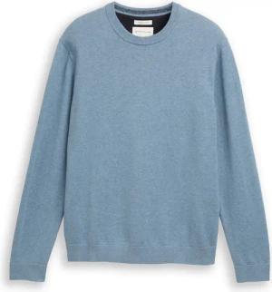 TOM TAILOR Herren Basic Strickpullover aus Baumwolle, blau, Meliert, Gr. L
