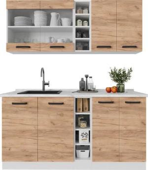 Vicco Küchenzeile R-Line, Goldkraft Eiche/Weiß/Weiß, 160