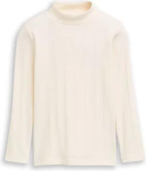 TOM TAILOR Mädchen Pointelle Langarmshirt mit Rollkragen, weiß, Uni, Gr. 116/122