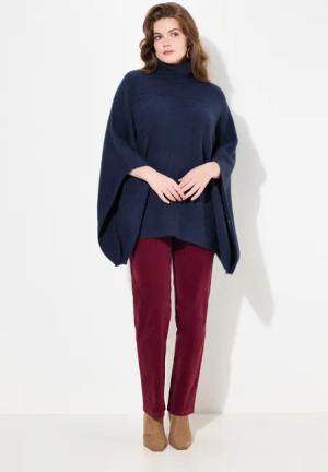 Ulla Popken Strickpullover Poncho Rollkragen oversized