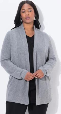 Ulla Popken Strickjacke Strickjacke Schalkragen Langarm