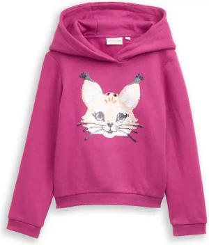 TOM TAILOR Mädchen Hoodie Sweatshirt mit Wendepailletten, rosa, Uni, Gr. 104/110