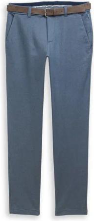 TOM TAILOR Herren TTTRAVIS SLIM Chino Hose mit Gürtel, blau, Meliert, Gr. 29/32