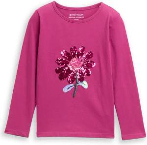 TOM TAILOR Mädchen Langarmshirt mit Wendepailletten, rosa, Uni, Gr. 92/98