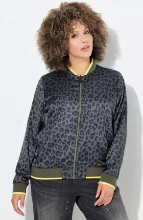 Ulla Popken Kurzjacke Wendeblouson uni/Leomuster Collegekragen