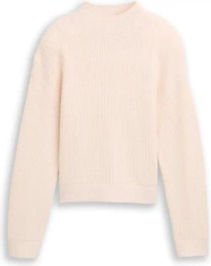 TOM TAILOR Mädchen Strickpullover mit Stehkragen, beige, Uni, Gr. 152