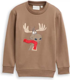 TOM TAILOR Jungen Basic Sweatshirt mit Print, braun, Uni, Gr. 92/98