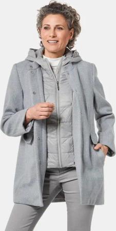Mantel mit herausnehmbarem Steppfutter - grau / dunkelgrau / melange - Gr. 22 von Goldner Fashion