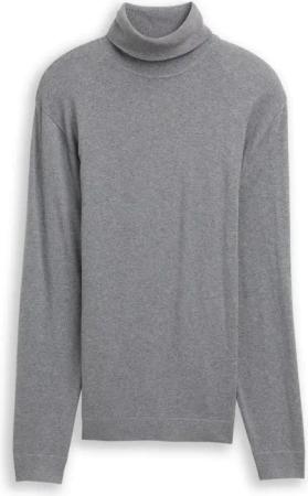 TOM TAILOR Herren Rollkragenpullover mit Kaschmir-Anteil, grau, Meliert, Gr. S